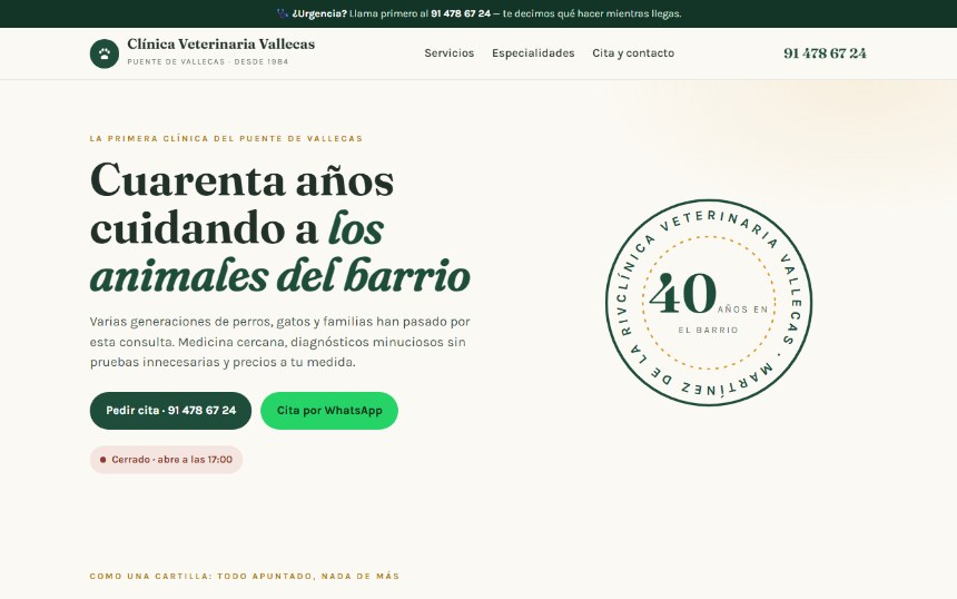 Ejemplo de web para veterinaria